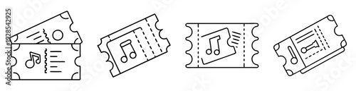 Outlined Concert Tickets with Musical Note Design, Symbolizing Entertainment and Events