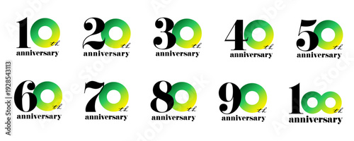 アニバーサリーロゴ_グリーン〜イエロー｜安心感,親しみ,クリーン,エコ,サステナブル｜IR,環境,サステナビリティ,再生可能エネルギー,農業,食品,オーガニック,ヘルスケア,ウェルネス,教育｜Anniversary Logo,clean,eco,sustainable,eco-conscious