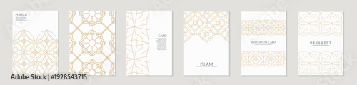 Collection of ornamental classic luxury posters, templates, placards, brochures, banners, backgrounds. Invitation ornate elegant gold cards. Tradition cultural design