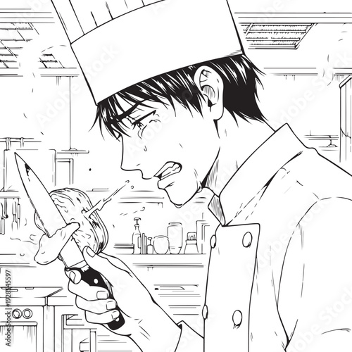 Sorrowful Gourmet Chef With Knife