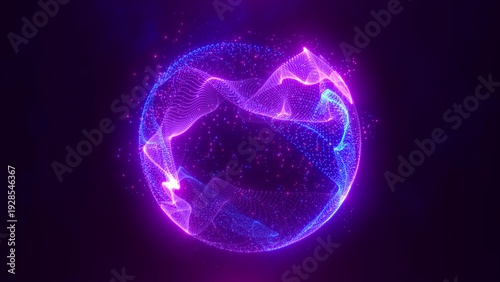 Bild auf Leinwand Abstract round blue to purple sphere light bright glowing from energy rays and m