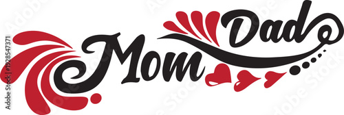 Mom and dad logo with red hearts