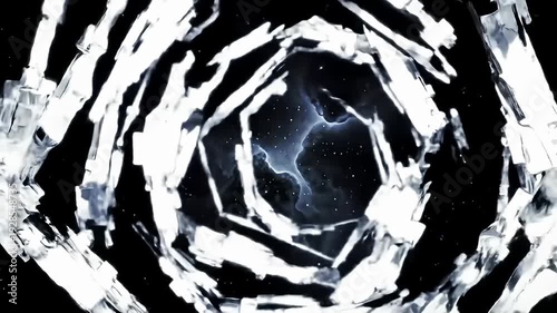 Abstract view of a swirling vortex with lightning in a cosmic background, evoking mystery