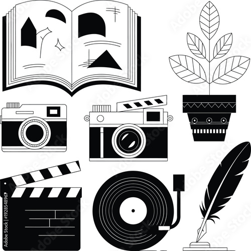 creative arts and hobbies vector icon set