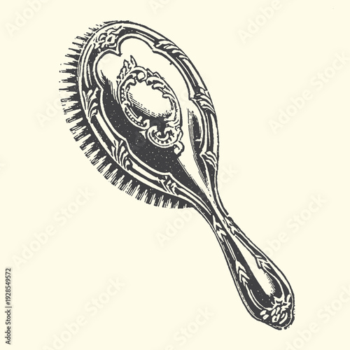 Ornate Vintage Vanity Hair Brush Illustration