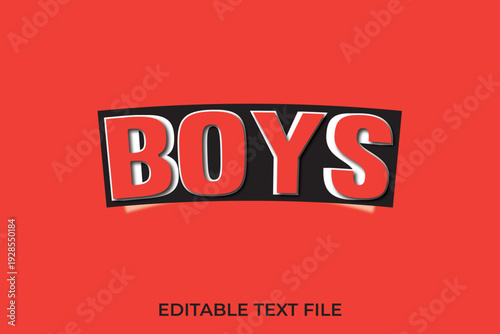Editable Boys text effect vector, boys text effect 3d style	