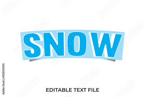 Snow Text Effect , snow 3D Vector Text Effect Word GLOW on Black Background illustration
