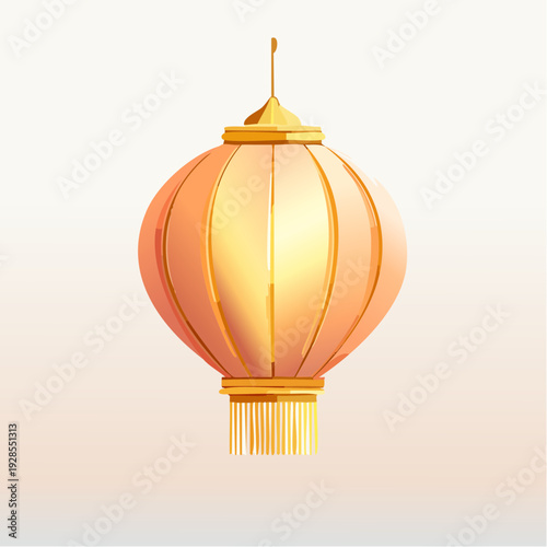 Traditional Chinese Lantern with Golden Accents and Tassels.