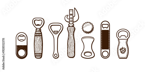 Set of beer bottle openers