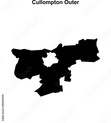 Cullompton Outer (England) blank outline map