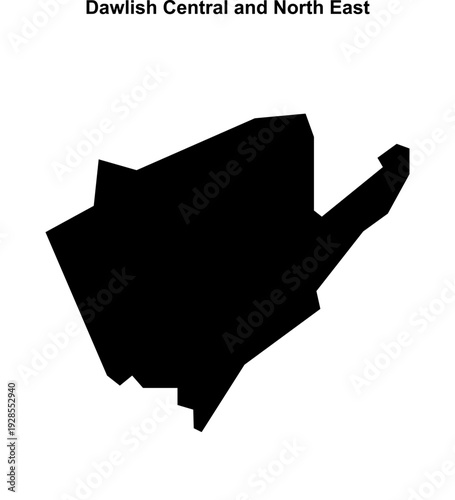 Dawlish Central and North East (England) blank outline map