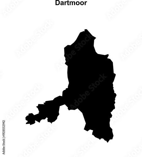 Dartmoor (England) blank outline map