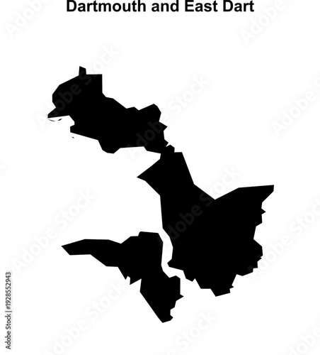 Dartmouth and East Dart (England) blank outline map