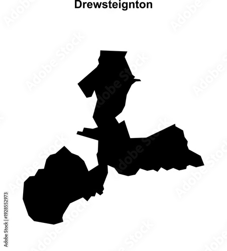 Drewsteignton (England) blank outline map