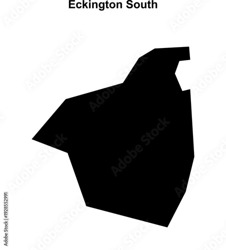 Eckington South (England) blank outline map