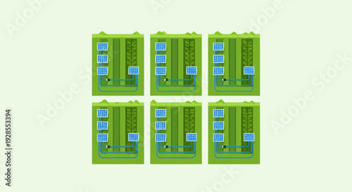 Arrangement of identical solar panels on a rooftop, illustrating sustainable energy generation and renewable power systems