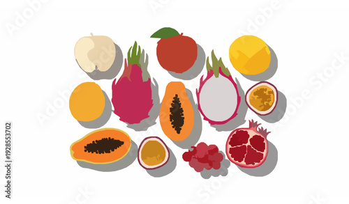 Colorful tropical fruit artwork for t shirt and poster vector design