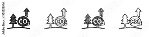 Sketch carbon offset icon design set