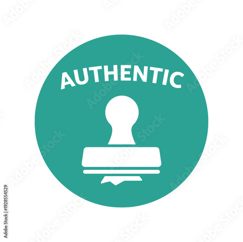 Flat vector badge AUTHENTIC simple white stamp seal