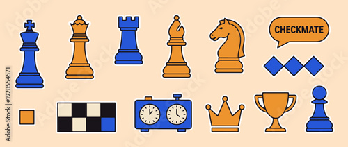 Chess Pieces and Elements: A captivating illustration featuring chess pieces and elements, perfect for illustrating the strategy and complexity of this timeless game.