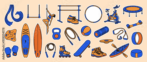 Diverse Fitness Equipment: An array of fitness equipment presents a vibrant display of tools for diverse workouts, inspiring a path to well-being and health.