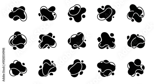 Abstract organic shapes set. Liquid blob elements.
