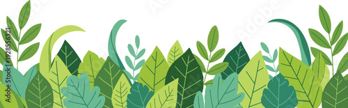 Green Leaves Border Design With White Background