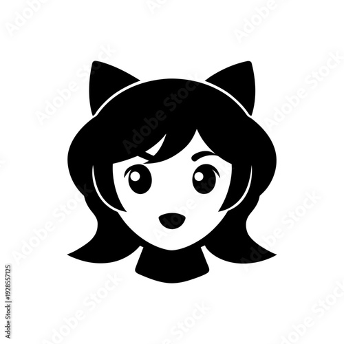 Cute cartoon character with cat ears and a cheerful expression