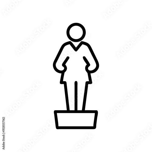 A simple icon of a person standing in a pot with a pregnant belly symbol