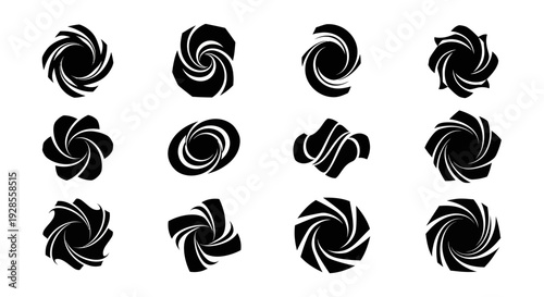 Abstract vortex shapes, swirl design elements