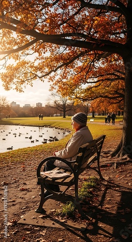 Contemplative Moment - Autumn Serenity in the Park.