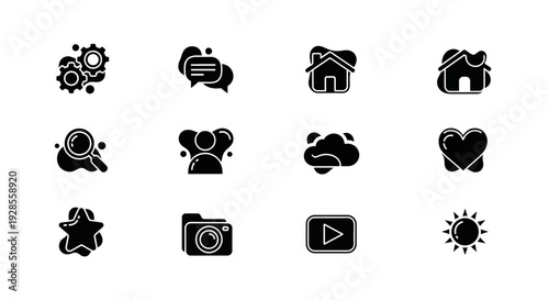 Black glyph icons set. Web design elements. Vector illustration.