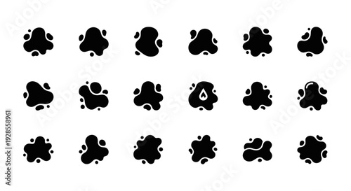 Black ink blots, vector stains set