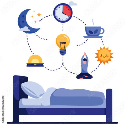 Circadian Rhythm Daily Sleep Wake Cycle Flat Vector Template