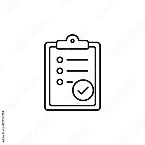 Black and white vector checklist clipboard icon for task management and problem solving