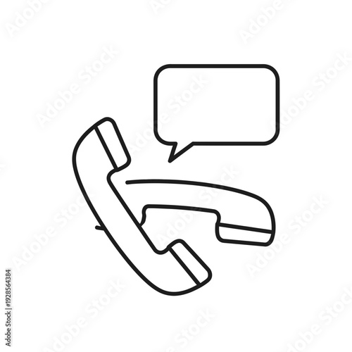 Customer service icon representing communication and support via a phone call with a speech bubble for messaging