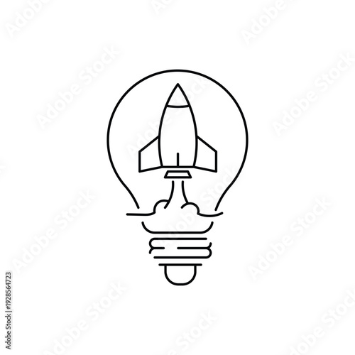 light bulb with launching rocket icon