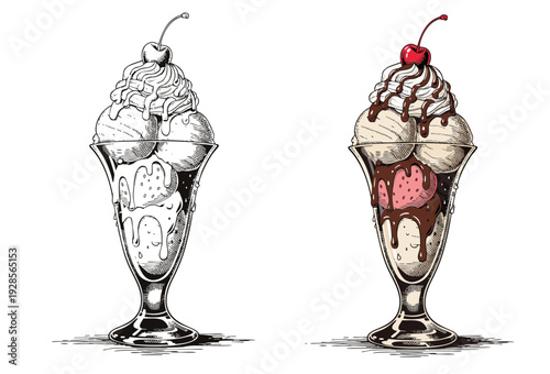 Vintage jukeboxes standing side by side, one monochrome and the other with vibrant neon lights, in a nostalgic retro setting