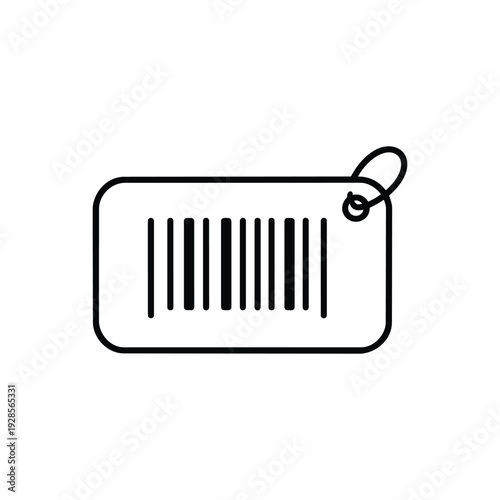 Barcode price tag icon black and white vector illustration for shopping retail and sale concepts