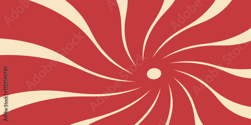 Circus background and spiral retro rays vector pattern. Vintage poster of red white sun or star burst radial lines with grunge texture, circus, carnival, summer fair or chapiteau backdrop