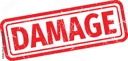 DAMAGE red rubber stamp text