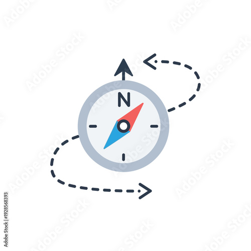 Dynamic Compass with Changing Direction Arrows An Essential Vector Icon for Navigation, Guidance, and Strategic Adjustments in Business and Travel