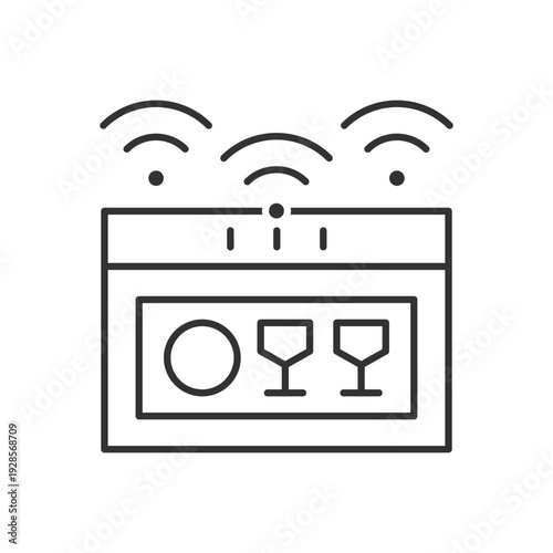 Smart Dishwasher Icon - Signal Icon