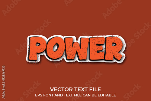 editable text effect Power Vector, Power 3d text effect, Modern Industrial Typography Sticker on Black Background Design