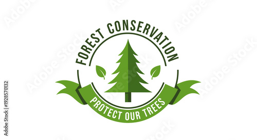 Green tree conservation logo symbol.