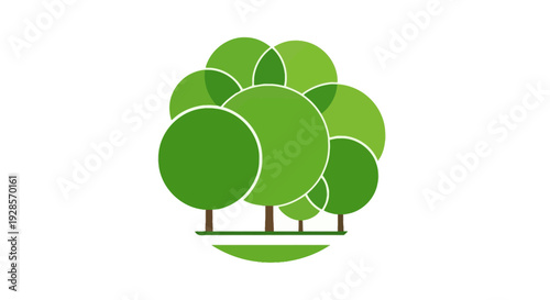 Green trees in a cluster formation.