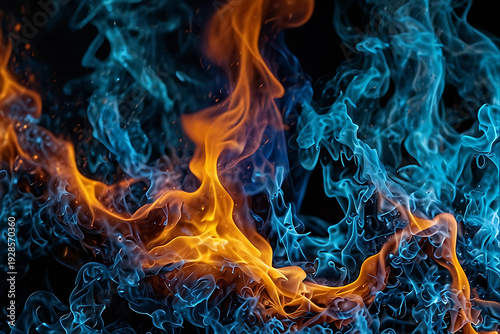 Blue fire texture close-up