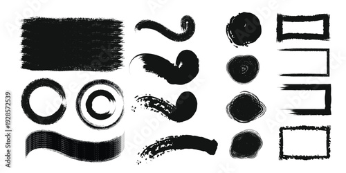 Collection of various black abstract shapes and symbols