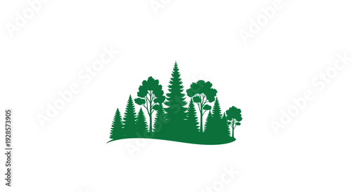 Green trees forest landscape silhouette graphic.
