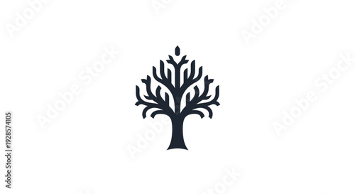 Black tree silhouette logo symbol.